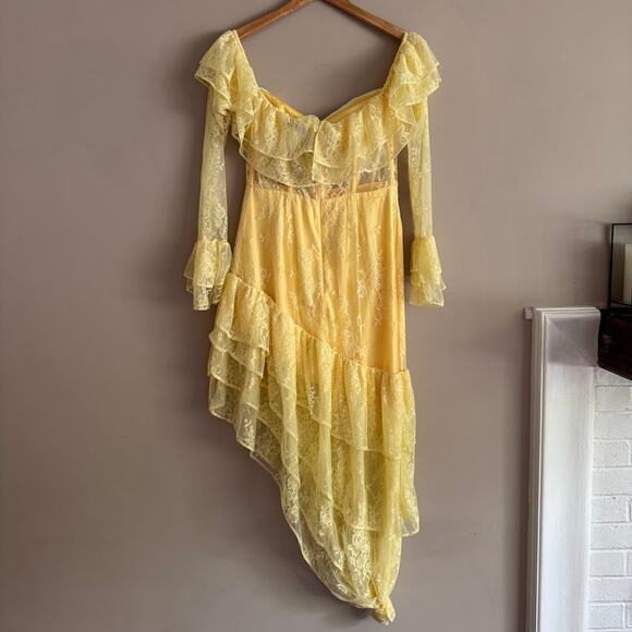 Majorelle Yellow Maddalena Gown Lace Long Sleeve Dress Size Medium New Revolve - Picture 5 of 9